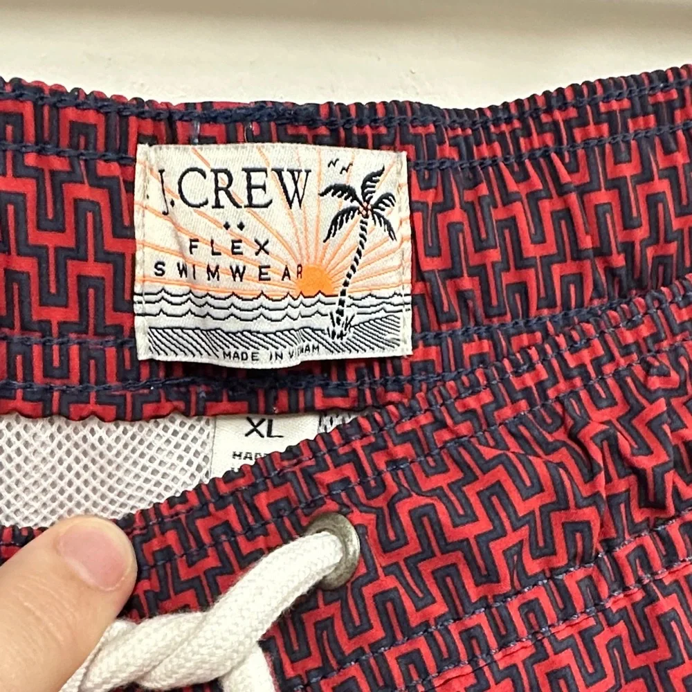 J. Crew Men's Maroon Patterned Swim Trunks